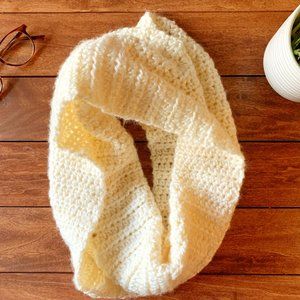 White Handmade Crochet Chunky Infinity Scarf